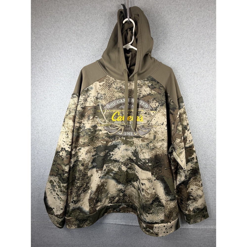 Cabela's Hoodie Mens 2XL‎ Brown Camo Pullover Fleece Kangaroo Pocket Hunting